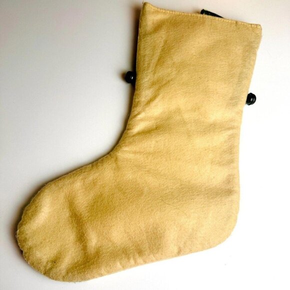 Vintage Style Santa Felt Christmas Stocking 19" Bells Applique Candy Cane Snow - Picture 5 of 5